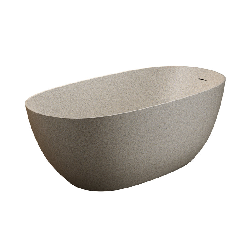 Orange 61'' Solid Surface Freestanding Bathtub, Wear - , Non Permeable, Comfortable Bathing, Smooth And Rounded Soaking Tub, Surface, Overflow, Good Insulation, Easy Installation