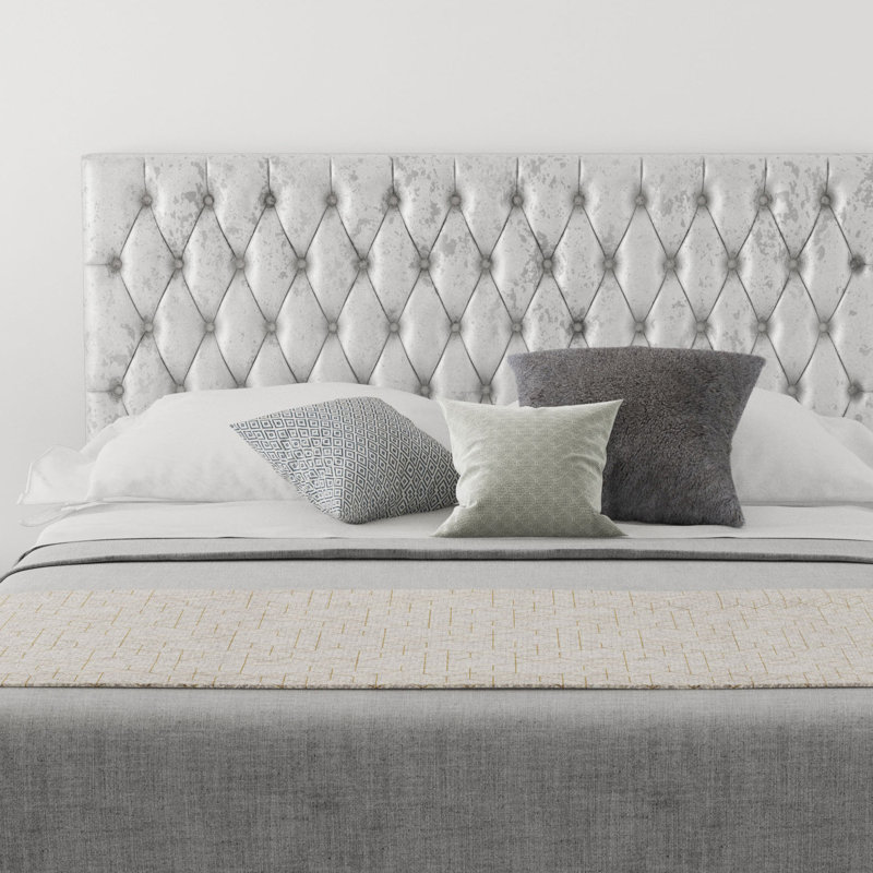 Upholstered Headboard, Super King (6'), Velvet Silver