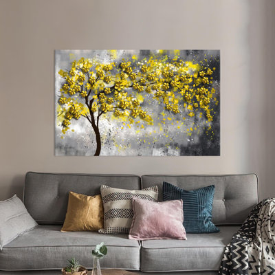 Impression sur toile botanique polyvalente sur le thème d'un arbre jaune