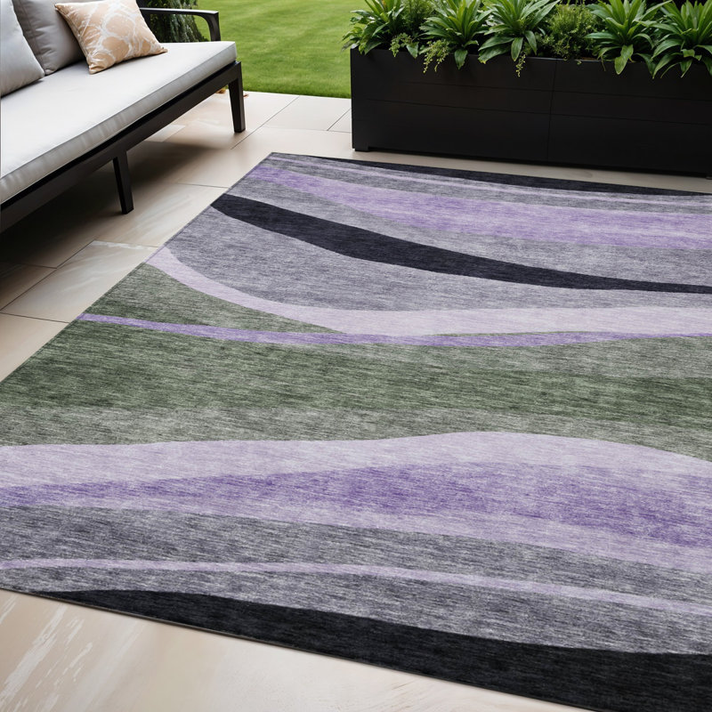 Tapis d'extérieur lavable abstrait vert artichaut 5 pi x 8 pi vert et noir