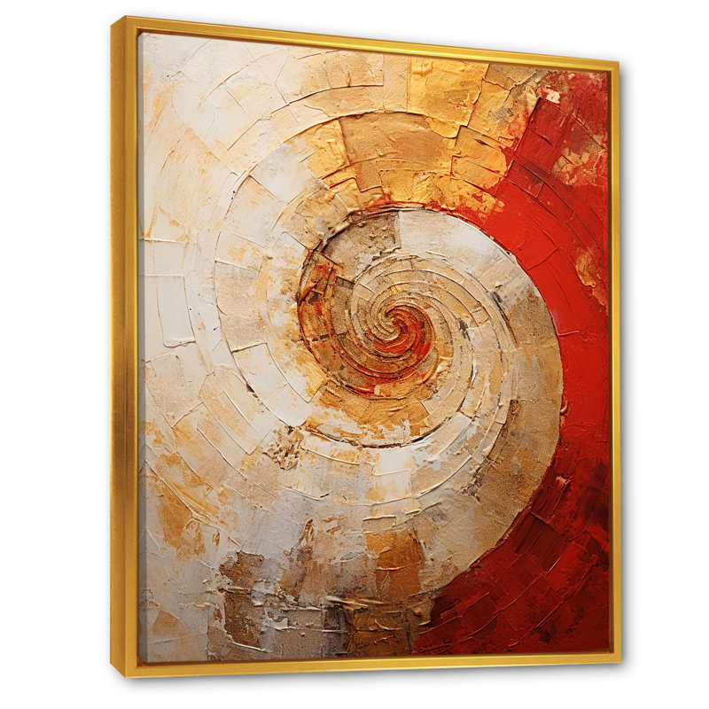 Orchimont - abstrait spirales sur toile_106147, Toile avec cadre flottant or, H 32 po x l 24 po x P 1 po