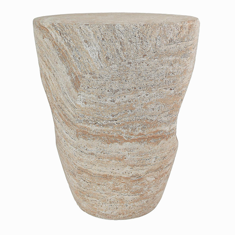 Table d'appoint 14,5 po en oxyde de magnésium minimaliste moderne avec un design sculptural creux, durable et léger, parfait pour une utilisation intérieure ou extérieure