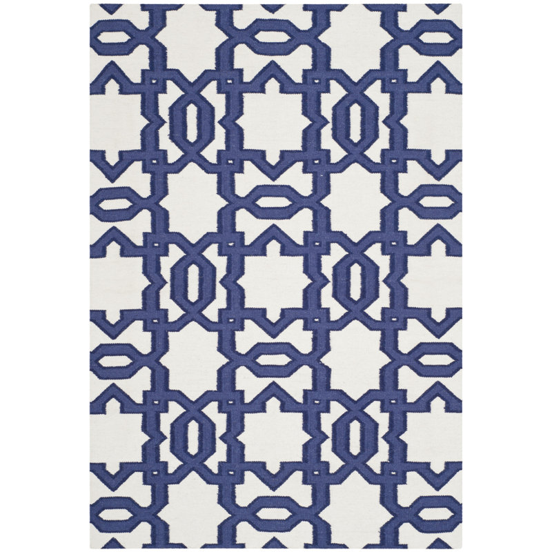 Rodgers Hand Woven Flat Weave Wool Geometric Rug, Rectangle 3' x 5'