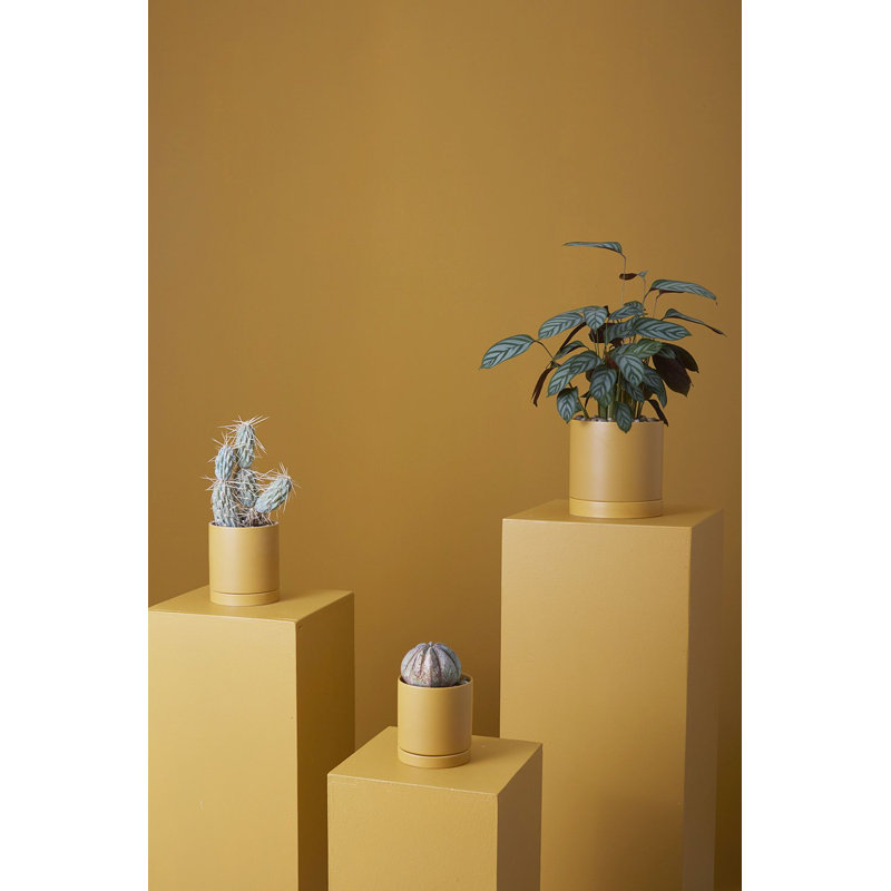 Ceramic Planter, 4.8" H x 4.3" W x 4.3" D, Dark Blue