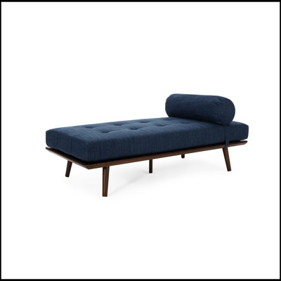Mid-Century Modern Chaise Lounge with Button-Tufted Upholstery and Splayed Legs for Comfort and Style