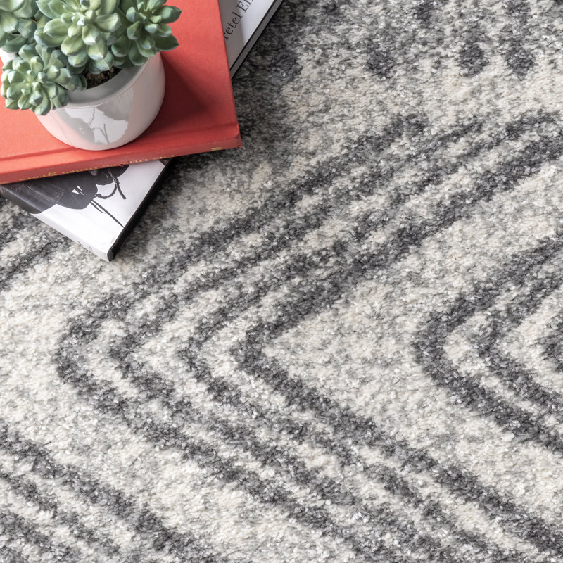 Tapis géométrique gris Berger, Ovale 6 pi 7 po x 9 pi