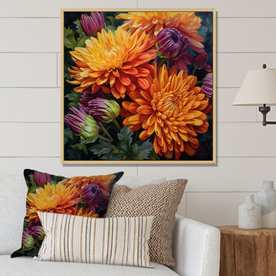 " Orange Purple Mums In Bloom "