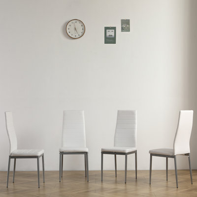 4 PU Chair And 1 Glass Table 5-Pieces Dining Set