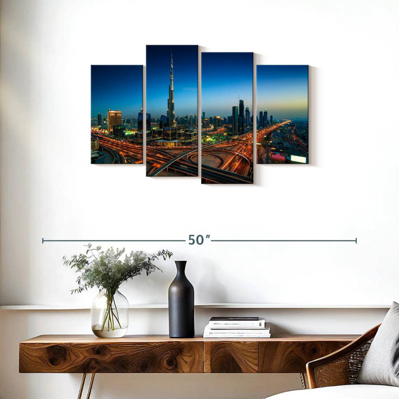 Sireci Dubai Highway At Night, 22" H x 36" W