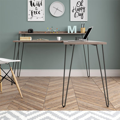 Vansant L-Shaped Metal Base Writing Desk