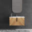 Meuble-lavabo mural 30 po avec panneau cannelé 3D et lavabo intégré en céramique