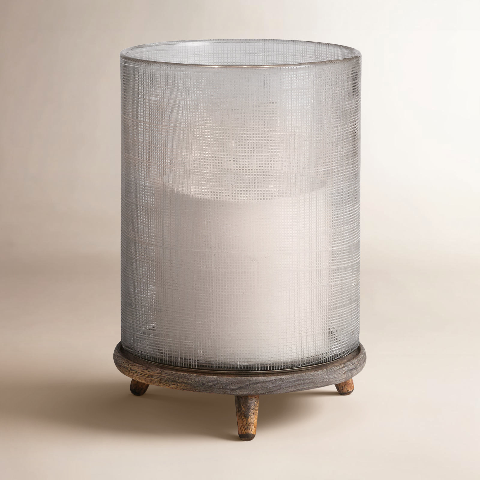Glass Hurricane Candle Holder, 15" H x 10.3" W x 10.3" D