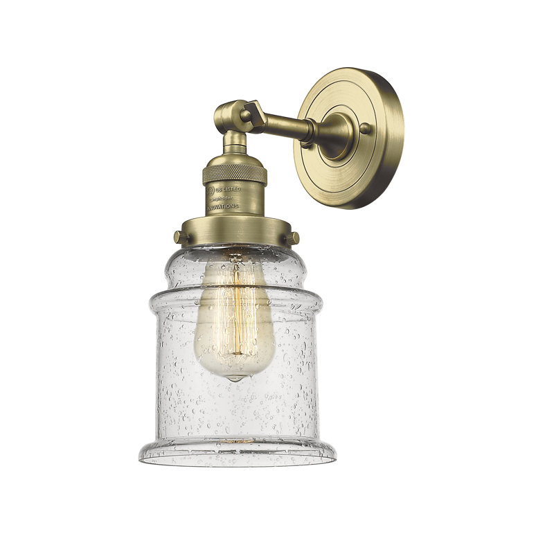 Galaviz Dimmable Bath Sconce, Seedy, 6 Watt Vinage LED Bulb, Antique Brass