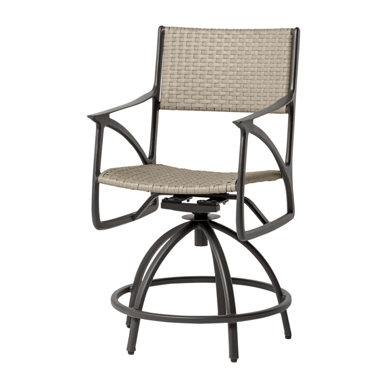Amari Woven Swivel Rocking Balcony Stool, Mist, Carbon