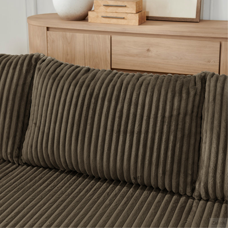 Canapé modulaire compact en velours côtelé modulaire compact avec un style minimaliste moderne, Brown Corduroy