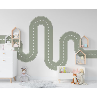 Road Wind Wall Decal Highway Vinyl Sticker Track Route Wall Decor Kids Playroom Room Wall Art Automotive Bedroom Mural Sticker 352RS