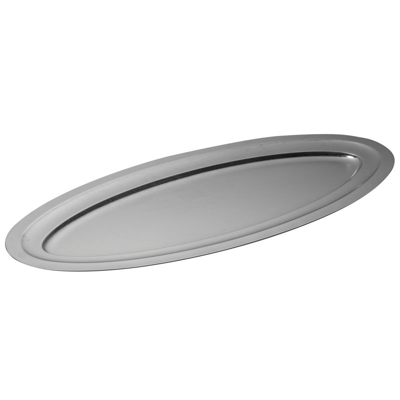 Assiette à poisson ovale originale en acier inoxydable - 1 pièce, H 0,4 po x L 27,56 po x l 11,42 po