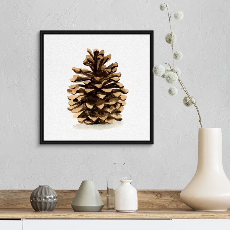 Reproduction d’art sur toile, "CONIFER Cone I" par Emma Caroline, H 18 po x l 18 po x P 1,75 po, Cadre noir