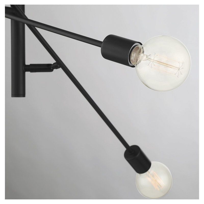Mardiros 6 - Light Sputnik Modern Linear Chandelier in Matte Black, Matte Black
