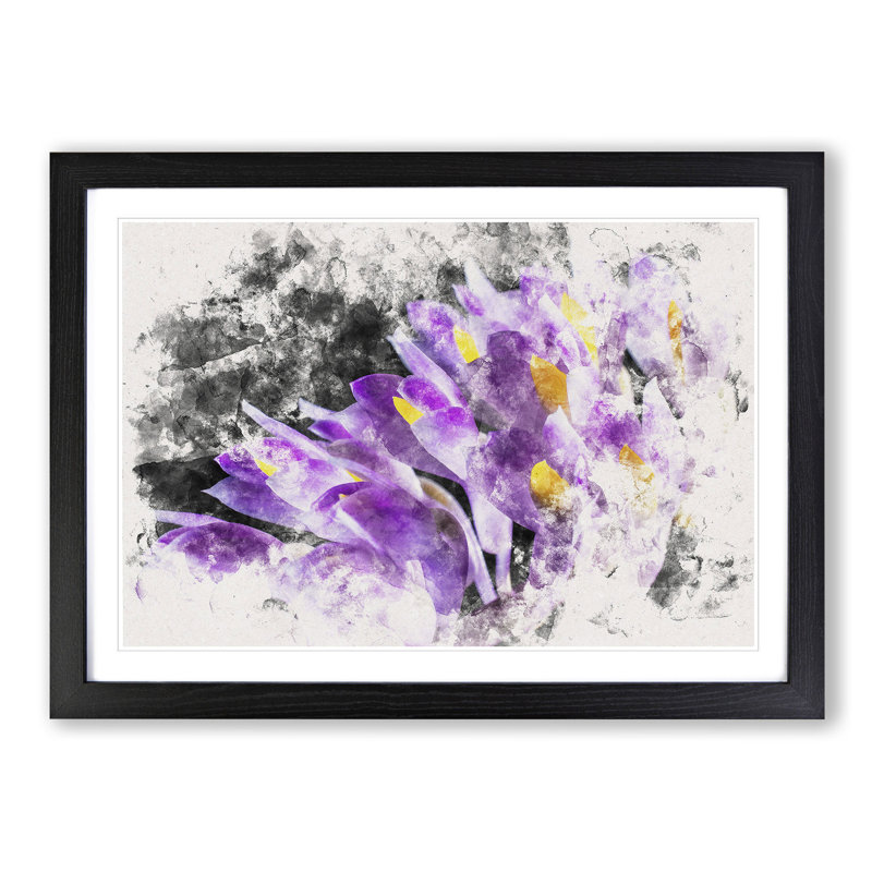 Wild Purple Orchid Flowers - Single Picture Frame Print on MDF, Black, 35cm H x 50cm W x 2cm D