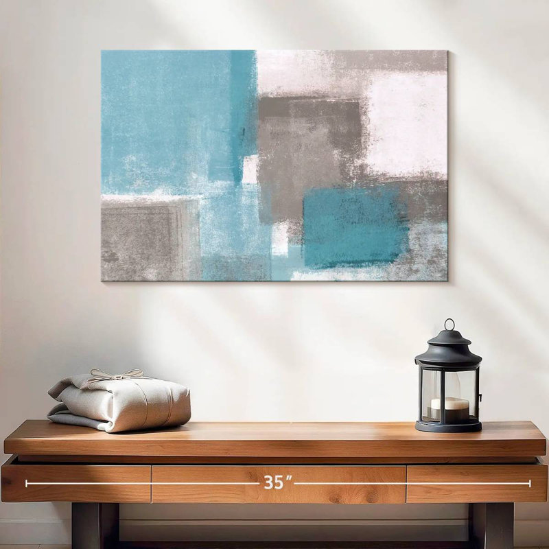 Avery Blue And Gray Abstract, 16" H x 24" W