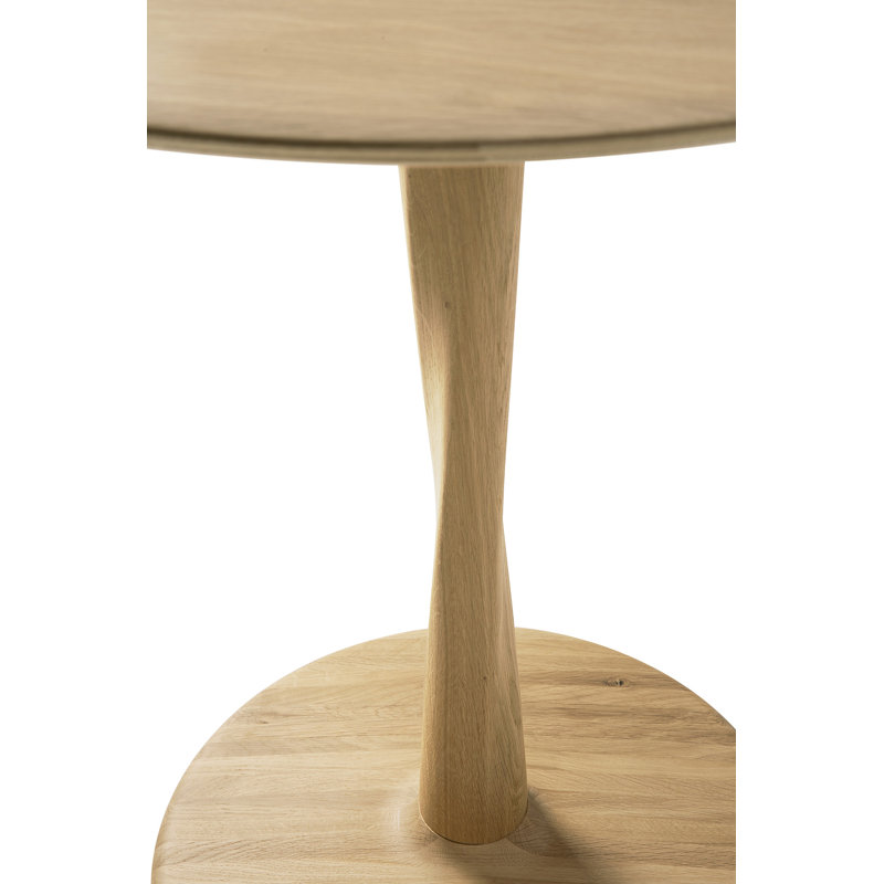 Torsion Round Solid Oak Dining Table, 30" H x 35.5" L x 35.5" W, Tan