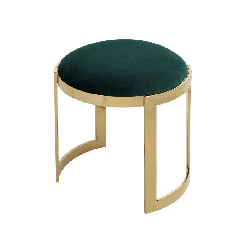 Tabouret de coiffeuse en métal Nouri - table basse avec repose-pieds Orion, Doré, Velours vert