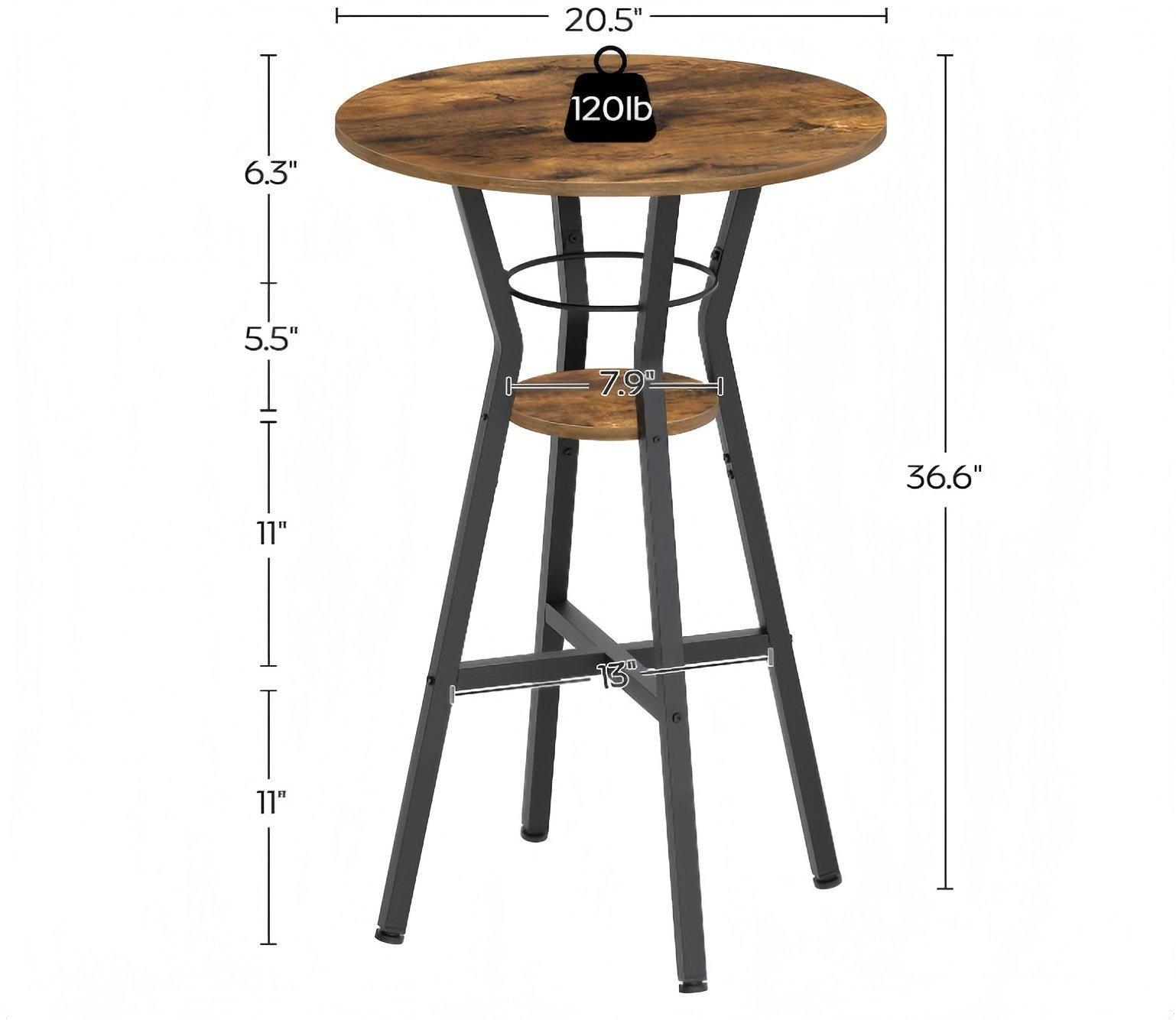 Table Upper Level 17 Stories 2-Tier Round High Top Table, Pub Table, Home Bar Counter ...