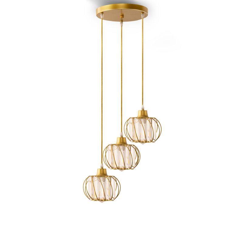 Luminaire suspendu 3 lumières Kambria, Or
