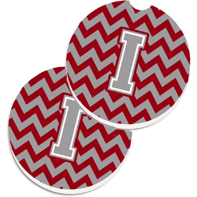 Multicolore lettre I à motif de chevrons orange et blanc, Rouge / gris