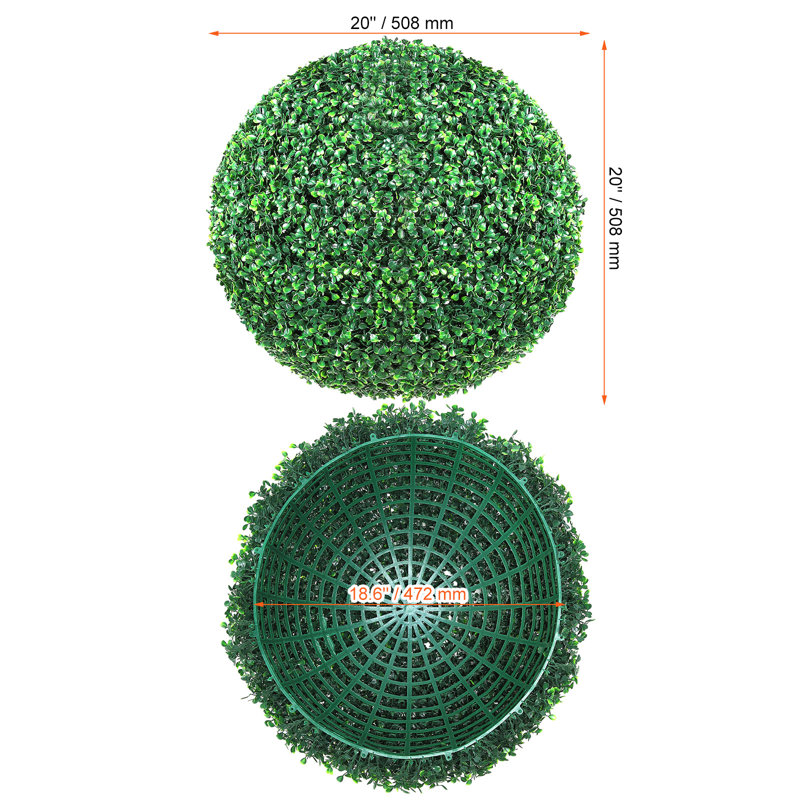 2 - Piece Artificial Boxwood Topiary in Set, 20" H x 20" W x 20" D