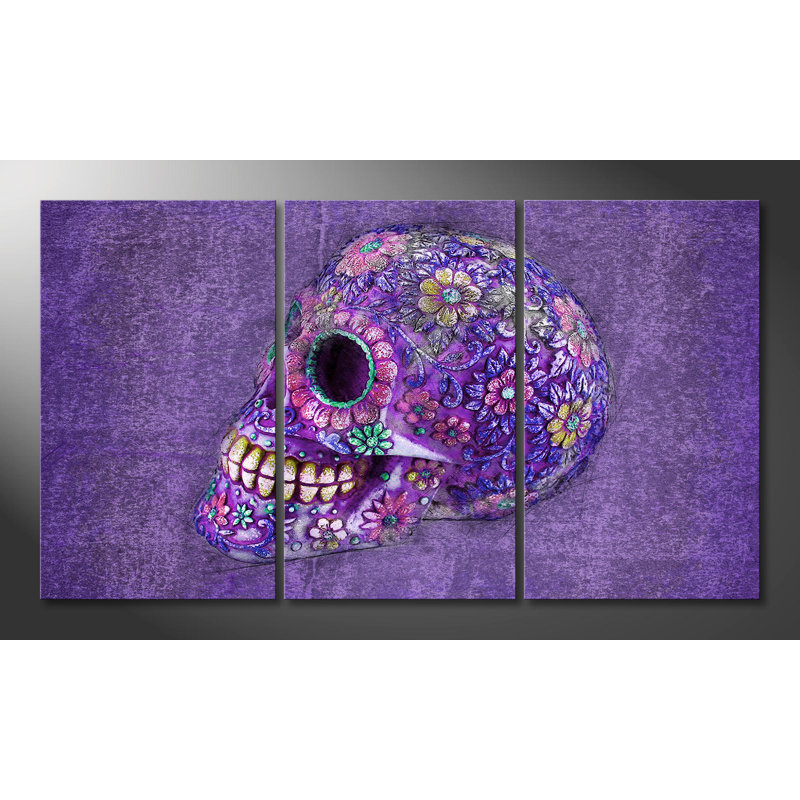 Violet Death - Wrapped Canvas Print, 100 cm H x 180 cm W x 2cm D, 3 Piece Canvas Set