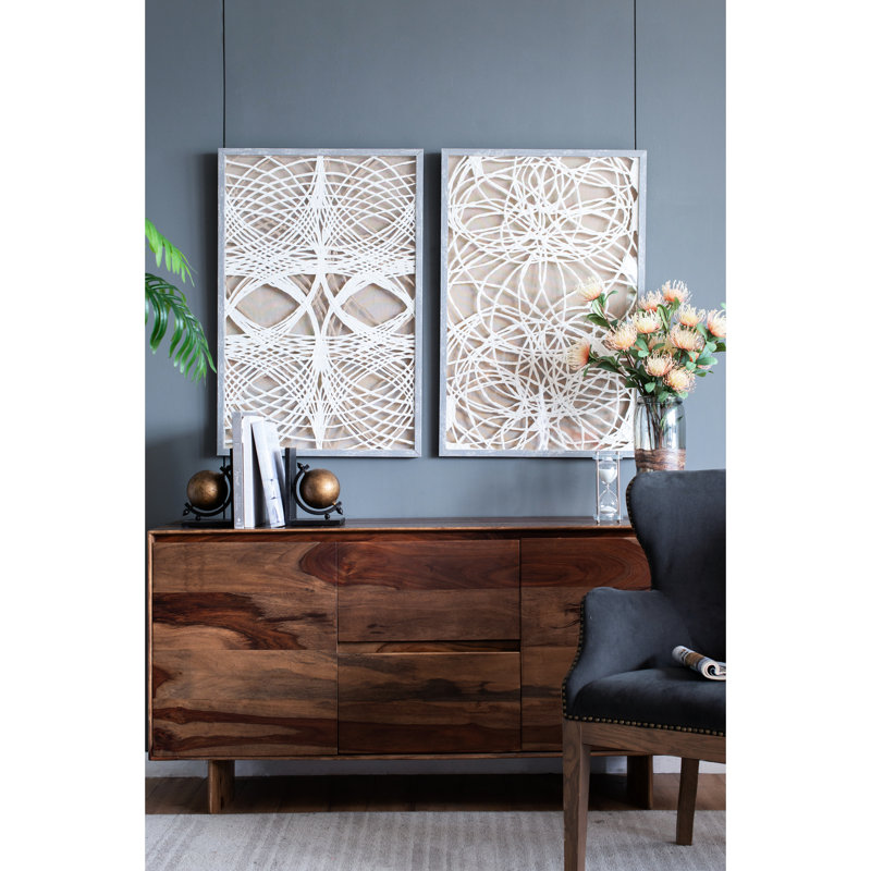 Of 2 Paper Leaf Shadow Box Wall Ornament, 23.5X1x35.5", Gray-Washed Frame, Intricate Paperwork, Enhances Contemporary Office & Family Ornamentation, Gray Washed Craft, Decorates Offices Families