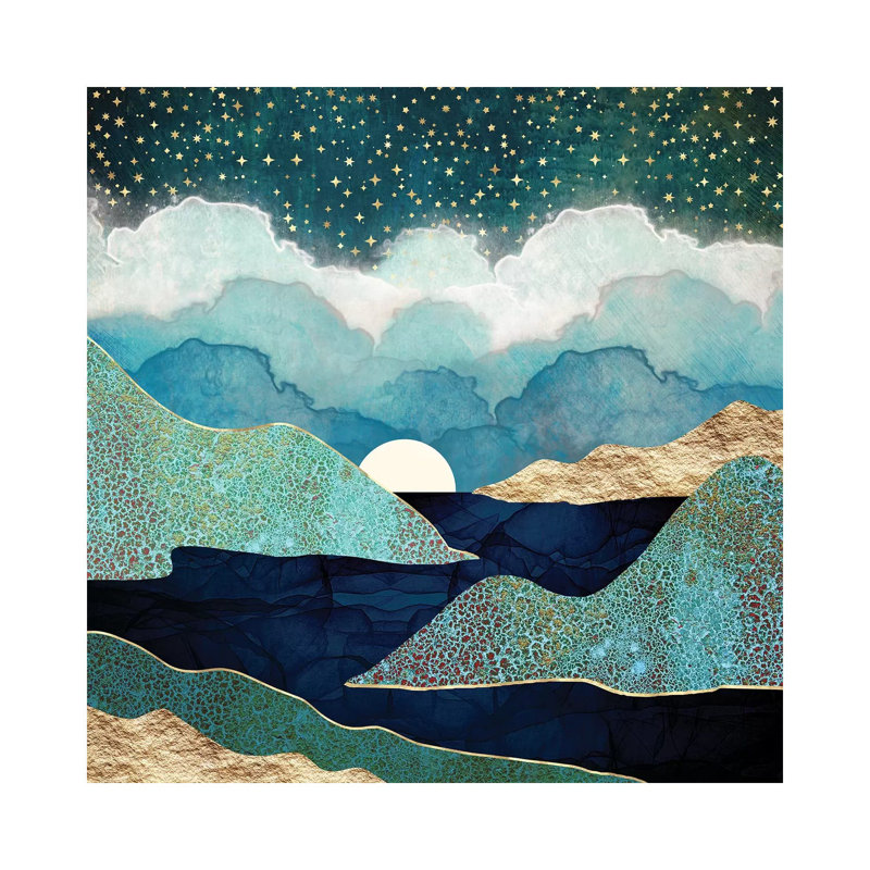 Ocean Clouds - impression d'art graphique, Toile tendue, Aucun mat, 26" H x 26" W x 1.5" D