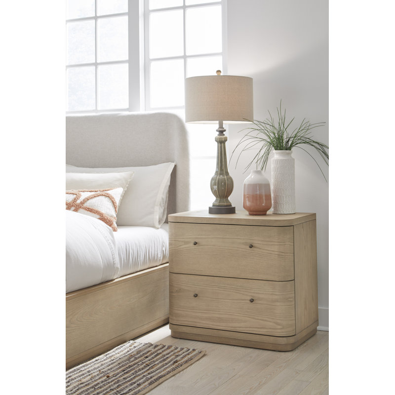 Lucie Two Drawer Nightstand In Buff Cream