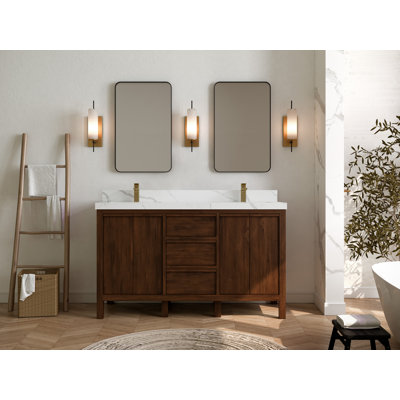 Teak 60"" Double Bathroom Vanity Set -  Willow Collections, ELZ_TK_WLN_CA_LZ_60D