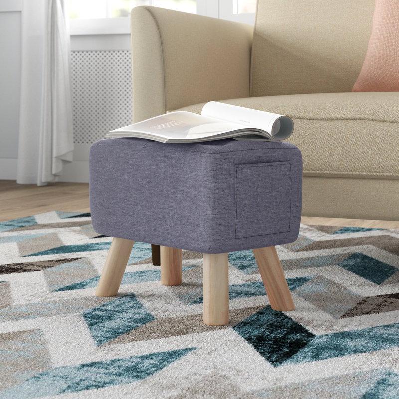 Lytle 40cm Wide Tufted Rectangle Solid Colour Ottoman, Grey