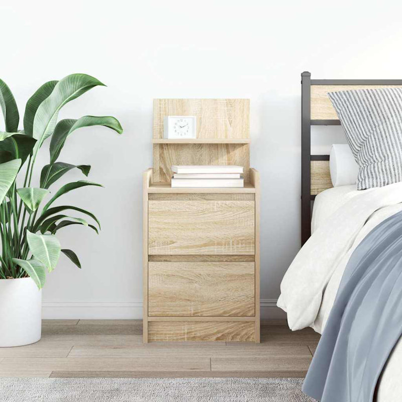 Bedside Cabinets With 2 Drawers 2 Pcs 38X34x80 Cm, 2, Sonoma Oak
