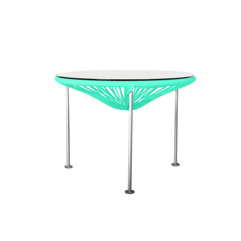 Zicatela Indoor Handmade Coffee Table, Chrome, Seafoam