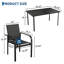 Ensemble repas 7 pièces pour patio avec table rectangulaire en fer de 55 po et 6 chaises en textilène, structure noire toutes saisons et sièges noirs, mobilier d'extérieur moderne pour la cour et le jardin-133348042