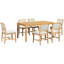 7 pièces pour 6 personnes, finition naturelle, table rectangulaire en chêne, chaises rembourrées, pieds en bois massif, sièges confortables All Retro 6, placage de chêne, longs repas