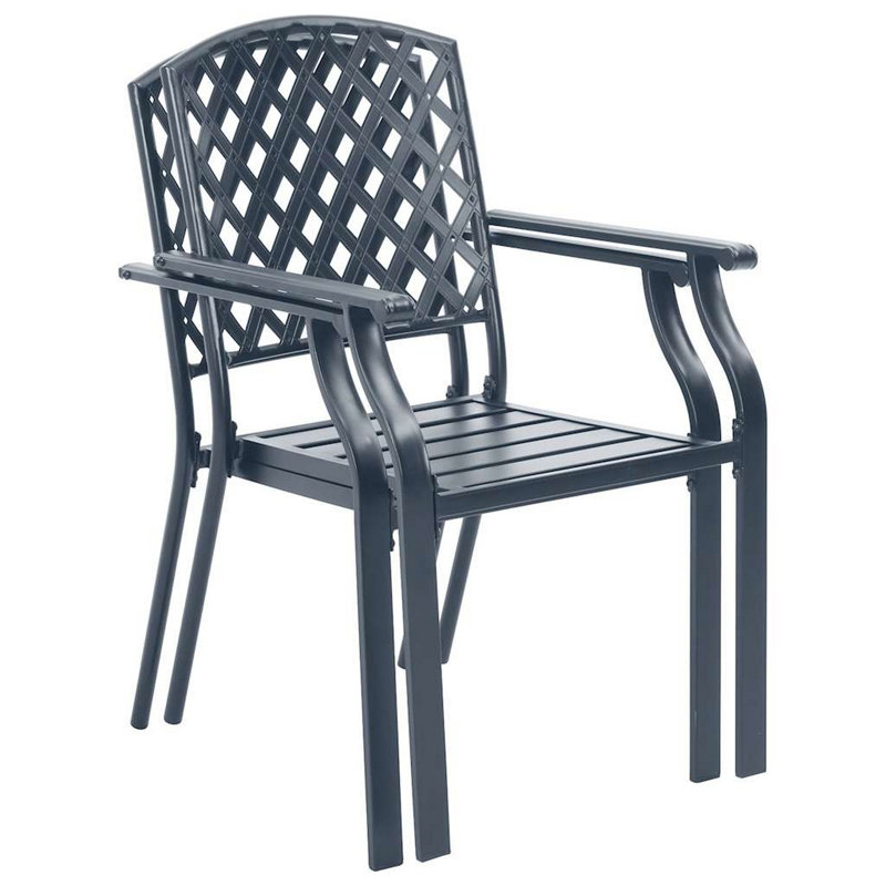 Ensemble de 2 chaises de salle à manger empilables en acier noir