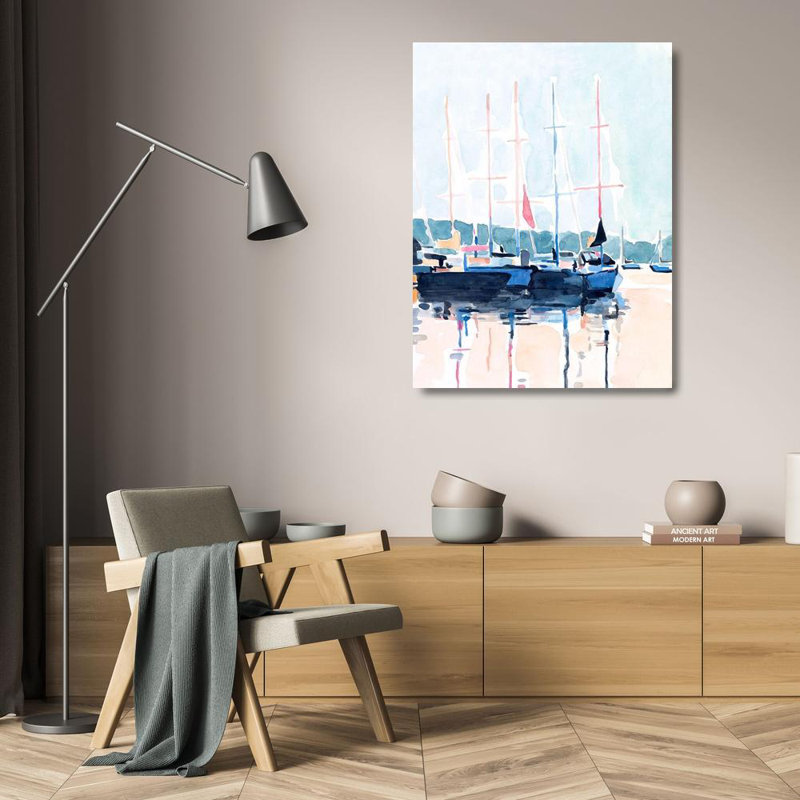Art sur toile tendue, "Longshore Tides Scarvey, Emma Gallery": Watercolor Boat Club I, H 24 po x l 19 po