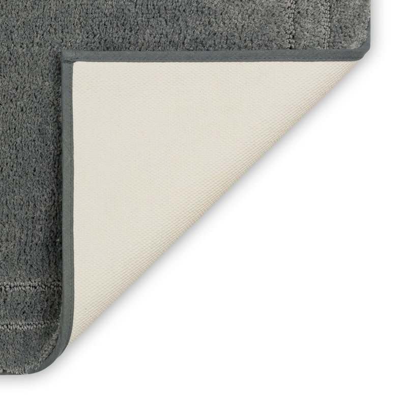 Diplomat Solid Polyester Machine Washable Knitted Bath Mat, 20" W x 34" L, Pewter