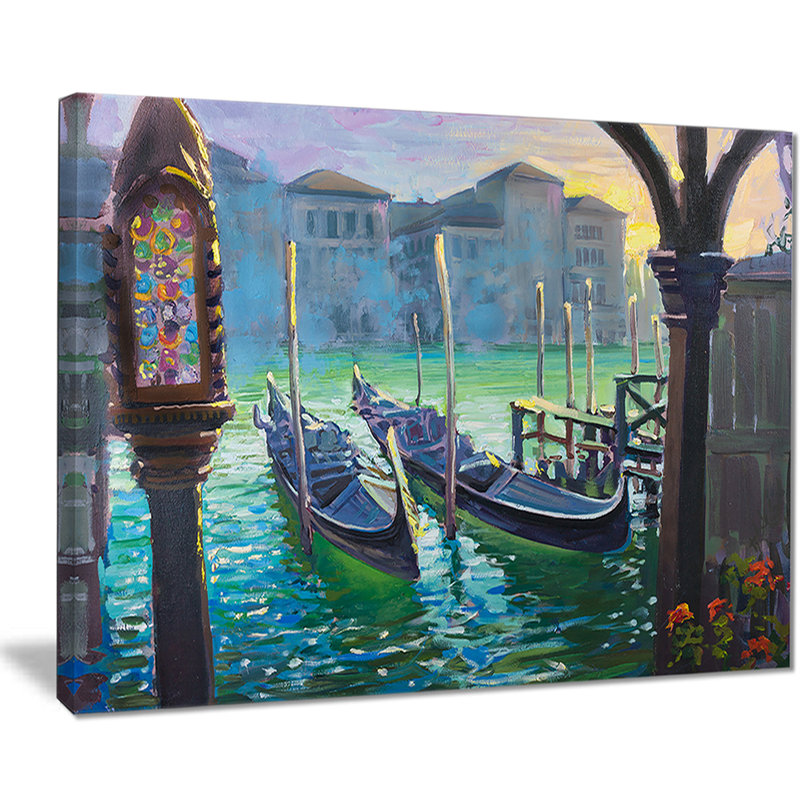 Gondoles à Venise - reproduction sur toile tendue, H 20 po x l 20 po x P 1 po