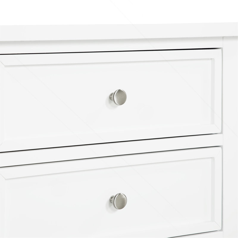 Table de chevet 3 tiroirs, Blanc