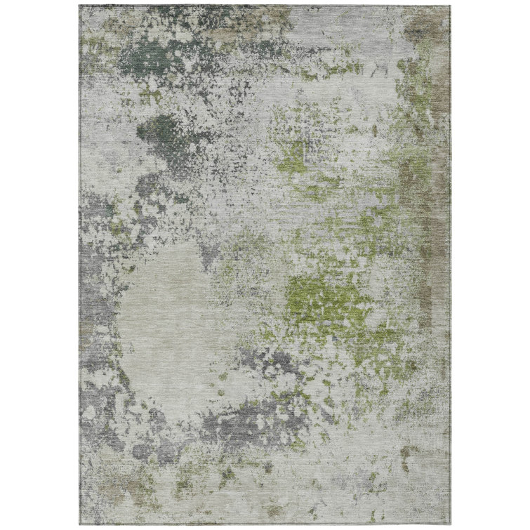 Machine Washable Indoor/Outdoor Xhevrie Linen Rug