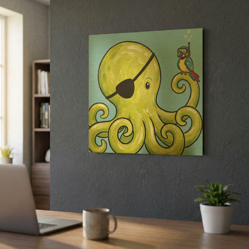 «Pirate Friends» par Rich Monet, art mural en métal doré, 24 po x 24 po, 24"x24"