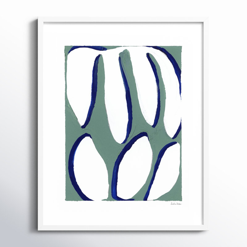 Contemporary Blues 2 By Andrea Stokes - Framed Wall Art, White Framed, 25" H x 20" W x 1.25" D