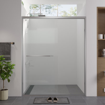 - Finished 56 60" Adjustable Width Double Sliding Shower Enclosure With 1/4"  6Mm  Tempered Glass, Waterproof And For Bathroom Clear Glass Door Hardware, Design